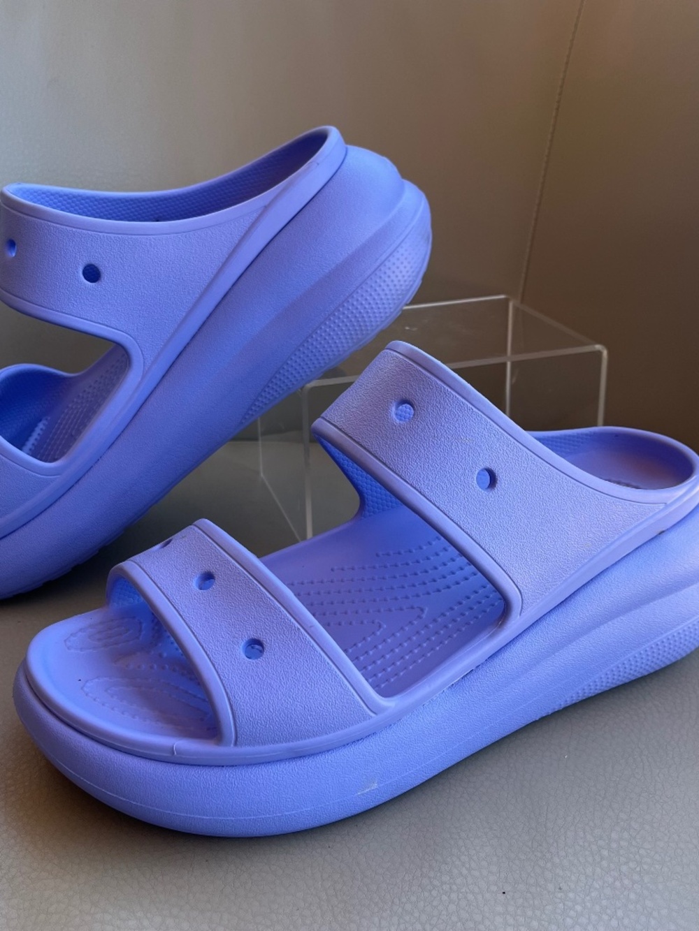Crocs Classic Crush Platform Slides Sandals W10 M8 Lavender 2.5" Heel Comfort - Picture 8 of 10